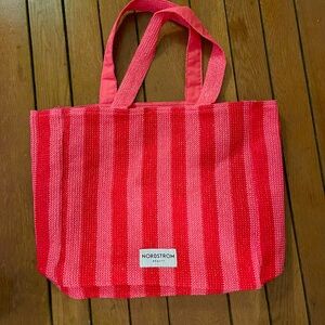 Nordstrom Striped Red and Pink Tote